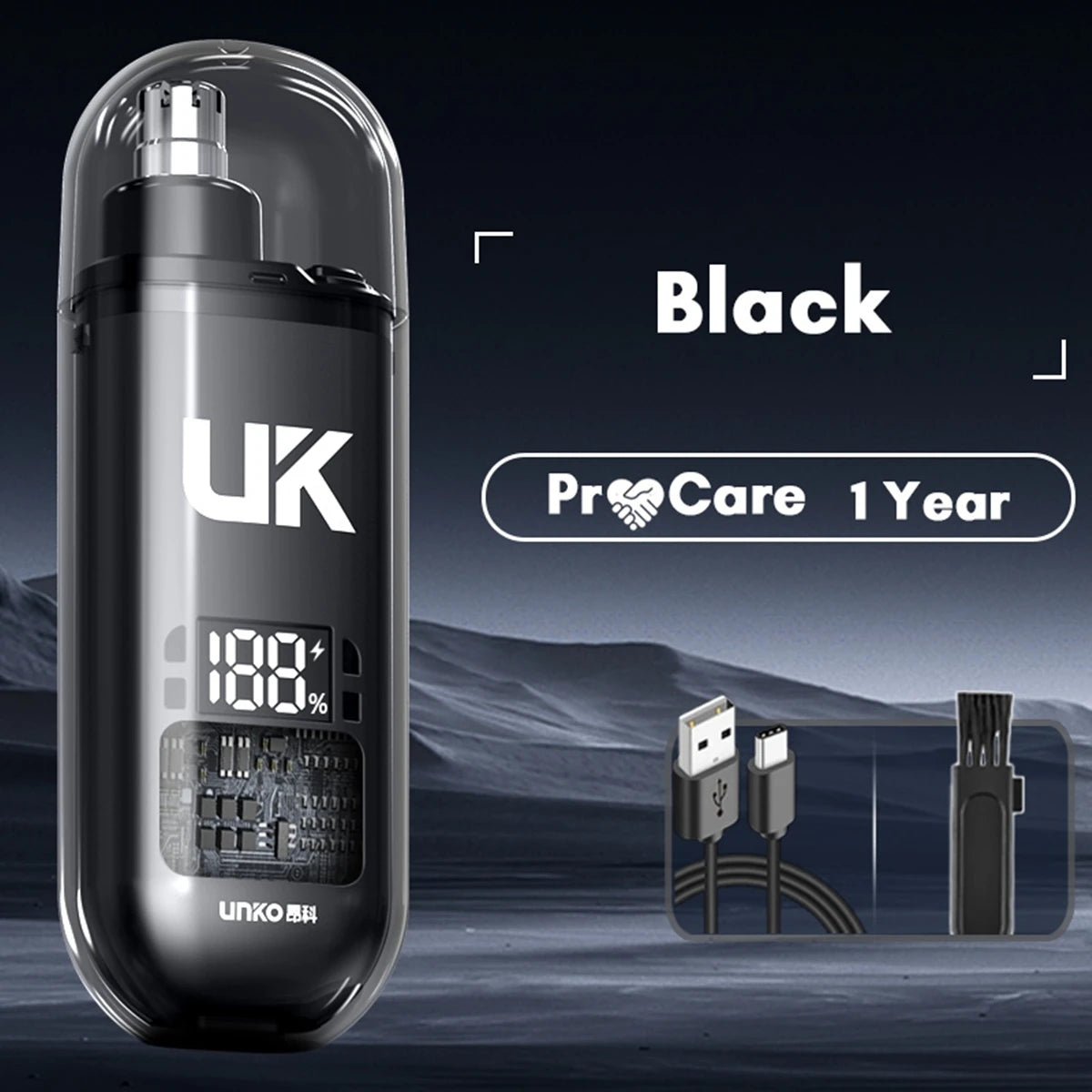 Portable Electric Nose Hair Trimmer Mini Pocket Nose Ears Hair Eyebrow Trimmer Men's Rechargeable Painless Clipper Quake black