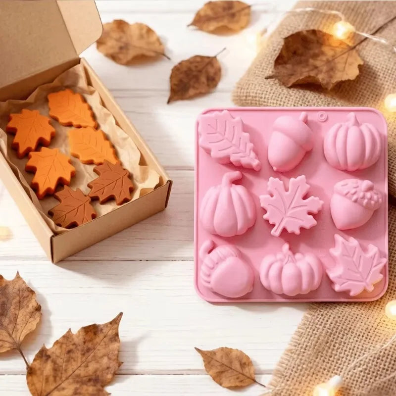 1PC Silicone Mold DIY Baking Maple Leaf Hazelnut Pumpkin Shape Mould Christmas Halloween Series for Handmade Dessert Making Quake
