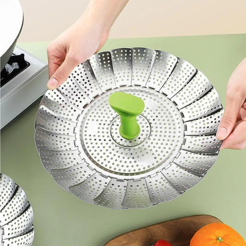 Stainless Steel Folding Steamer Basket Lotus Adjustable Vegetable Steamer Insert for Pot Pressure Cooker Fruit Basket Drainer Quake