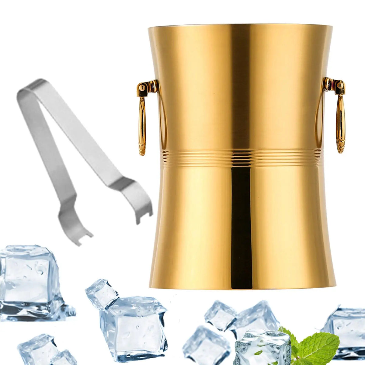 Double Wall Ice Bucket Drinks Cooling Bucket Champagne Bucket Beer Chiller Metal Beverage Tub for Bar BBQ Quake 2L