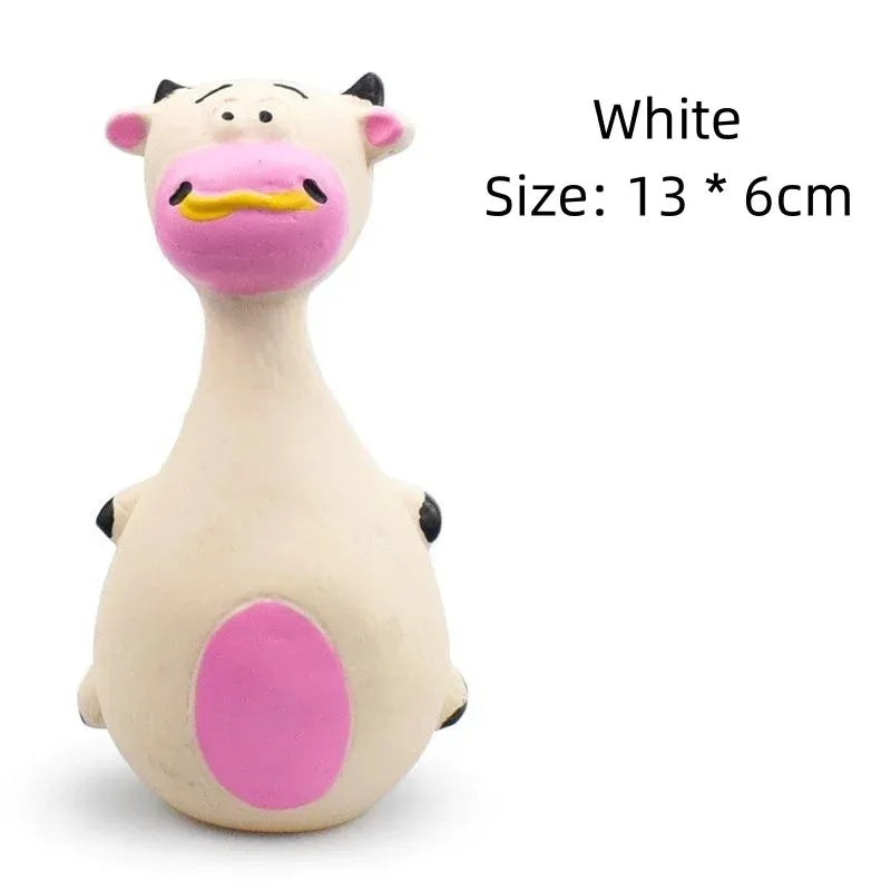 1 Piece Fat Bellied Cartoon Fun Bite Resistant Latex Sound Dog Toy Purple Elephant White Cow Brown Optional Pet Products Quake