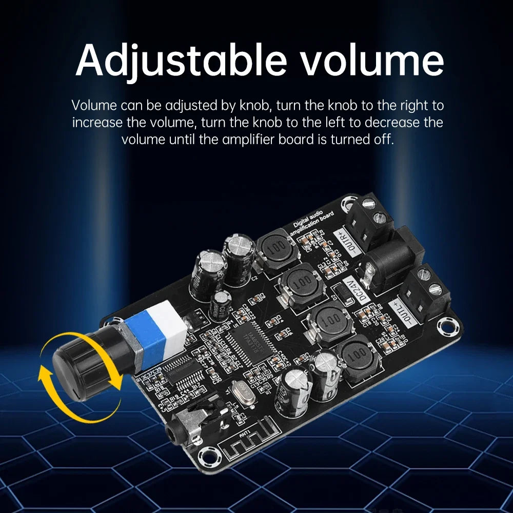 XH-A415 -DC12-24V high-power adjustable audio amplifier board- TPA3118D2 supports Bluetooth 5.0 high-definition 50W+50W Quake