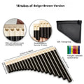 18-Tube Pan Flute, 18-Pipe Panpipe, Disassemblable to 16-Tube, ABS Material, Easy to Play, for Performance, Teaching, and Practi Quake beige with brown