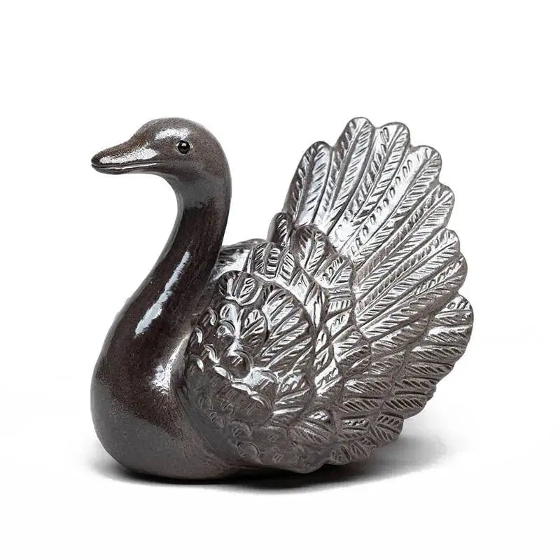 Yixing Zisha Tea Pet Color-changing Swan Ornament Tea Tray Craft Sculpture Ceramic Decoration Quake Chameleon Swan