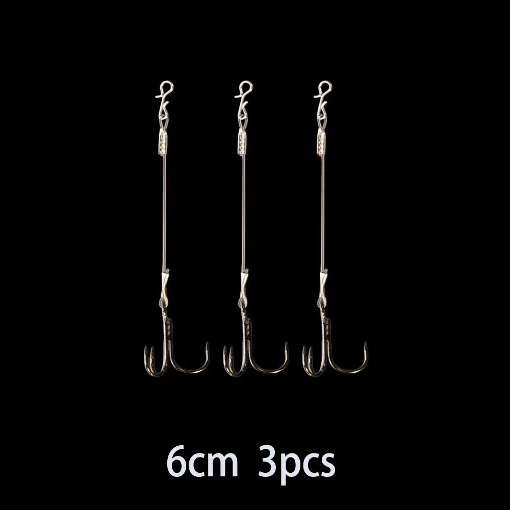 3-Pack Carbon Line Triple Hook Fishing Rig European Pike Stinger Line Set Specifically Designed for Targeting Pike Quake 6Cm3Pcs