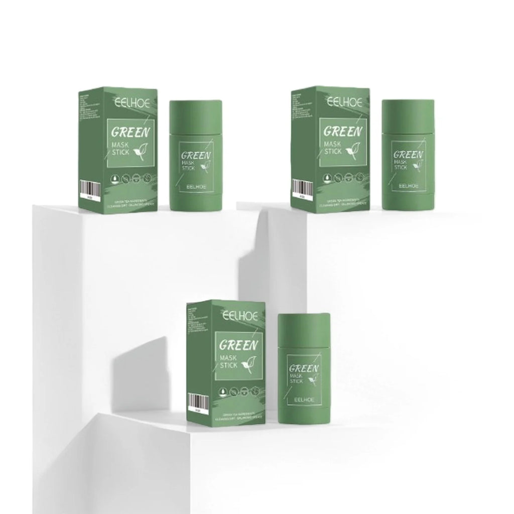 EELHOE Green Tea Solid Mask - Deep Cleansing Hydrating Mud Stick for Long Lasting Moisture Ideal Christmas Pampering Gift Quake 3pcs