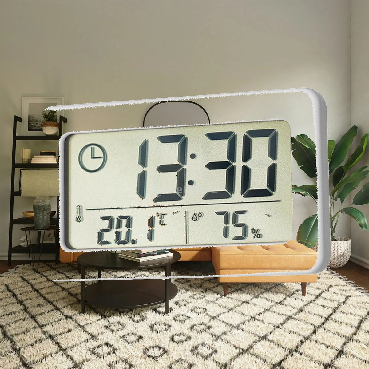 Modern Digital Clock Temp LCD Display Mute Desktop Bedroom Study Room Quake Cwhite