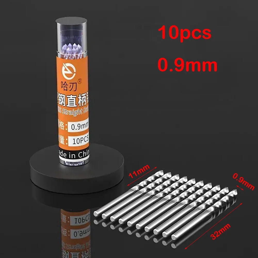 Hard Straight Shank Drill Bit Mini High Speed Steel Twist Drill Bit HSS Bit Wood Quake 0.9mm