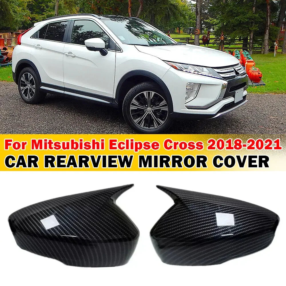 For Mitsubishi Eclipse Cross 2018-2022 Car Sticker Rearview Side Mirror Cover Wing Cap Exterior Door Rear View Case Trim Carbon Quake