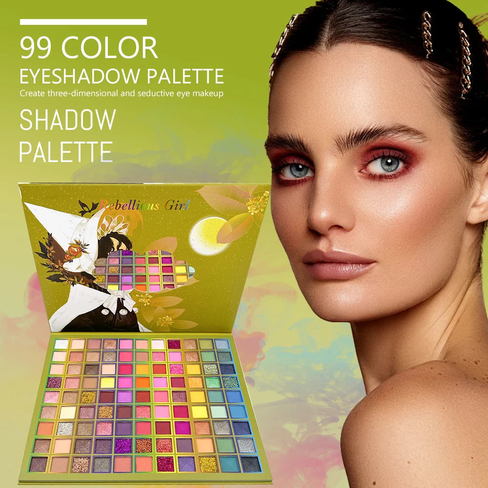 99 Color Rainbow Eye Makeup Plate Professional Matte Flash Plate Durable Eye Shadow Plate Suitable for Gifts to Women Cosmetics Quake