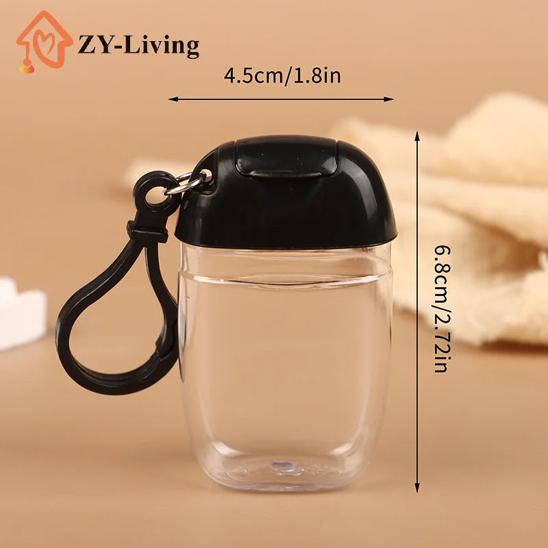 30ml Portable Refillable Bottles With Hook Hand Sanitizer Alcohol Cosmetics Container Outdoor Mini Soap Dispenser Container Quake