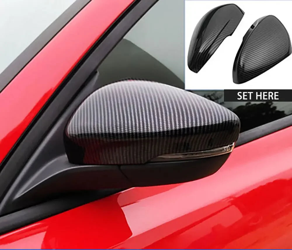 For Ford Focus MK4 2019-2023 LHD Rearview Side Mirror Cover Wing Cap Replacement Exterior Door Rear View Case Trim Carbon Fiber Quake