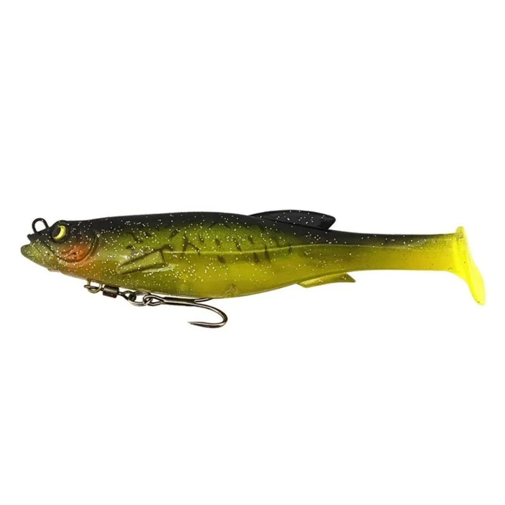 With Salwater Freshwater Hook Soft Fishing Lures 3D Eyes 9cm/9g 12.5cm/21g Artificial Swimbait T Tail Silicone Quake 9cm-9g-2