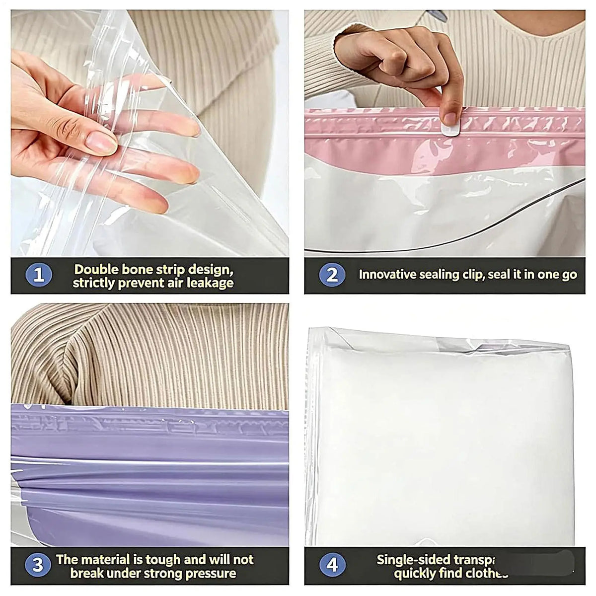 2 Pieces Travel Vacuum Bags No-Pump Suitcase Compression Packaging Luggage Vacuum Bags for Bedding Clothes Blanket Pillow Quake