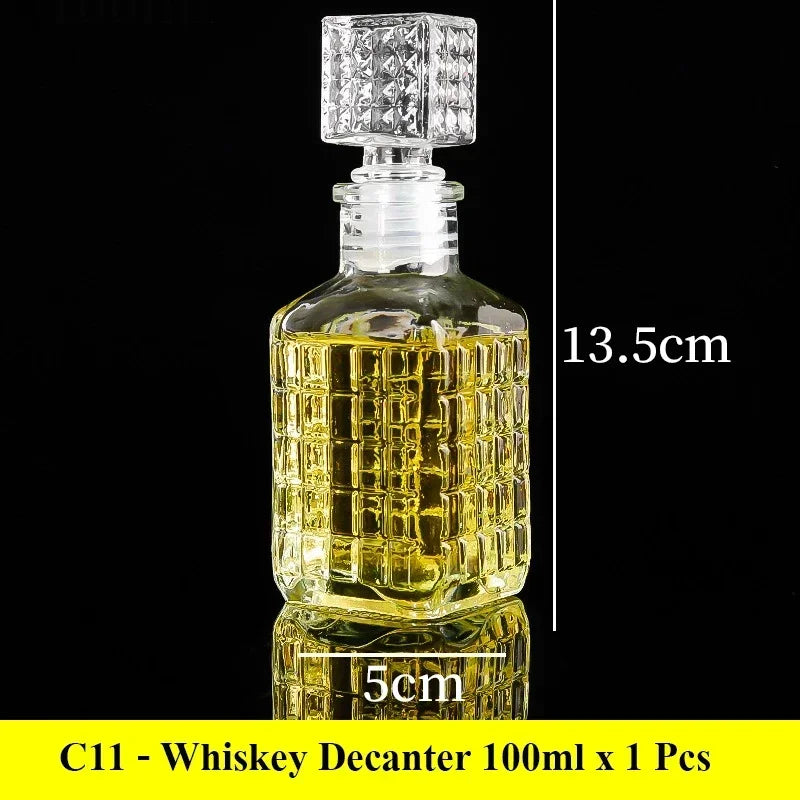 European Whiskey Transparent Glass Carved Small Bottle 50ml/100ml Mini Western Wine Bottle Sealed Red Wine Bottle Quake 100ml 2