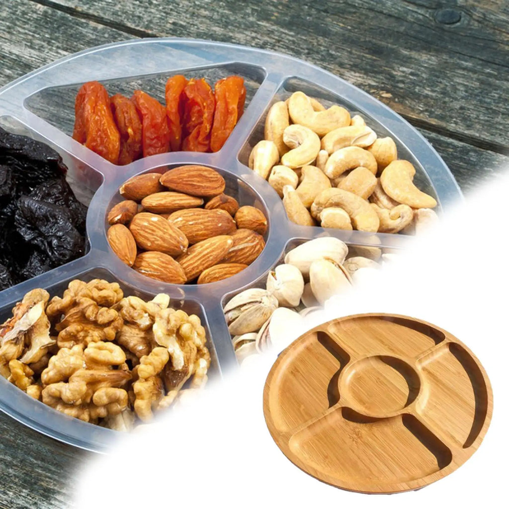Wood Serving Tray Portion Control Plate 9.45inch Rustic Round Sandwich Appetizer Quake