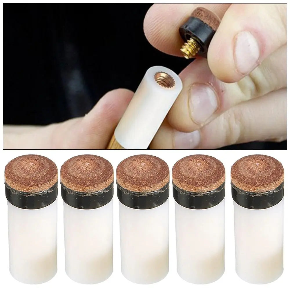 5Pcs/Pack 10/11/12/13mm Billiard Replacement Set Pool Cue Tips Pool Billiard Cue Stick Ferrules Screw-On Tips for Snooker Quake
