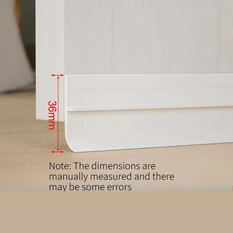 1PC Under Door Draft Stopper Sound Insulation Seal Strip Block Air Leakage Door Gap Baffle for Bedroom Door Bottom Wind Proof Quake White 1mX36mm
