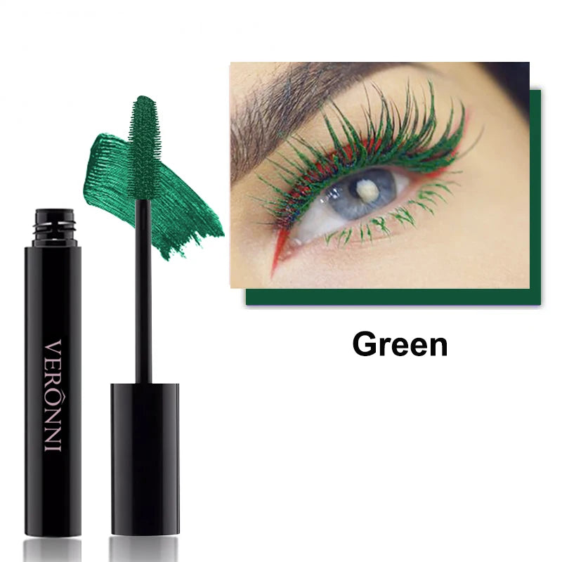 Color Mascara Eyelashes Lengthening Mascara 4D Silk Fiber Waterproof Curling Mascara Black Eyelashes Extension Make Up Cosmetics Quake Green 04