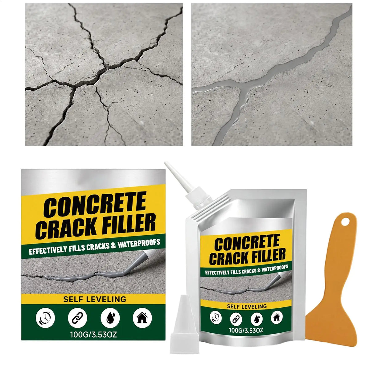 Crack Filler Concrete Repair 100g Self-leveling Cement Sealant Concrete Hole Filler for Wall Driveway Floor Tile Brick Basement Quake