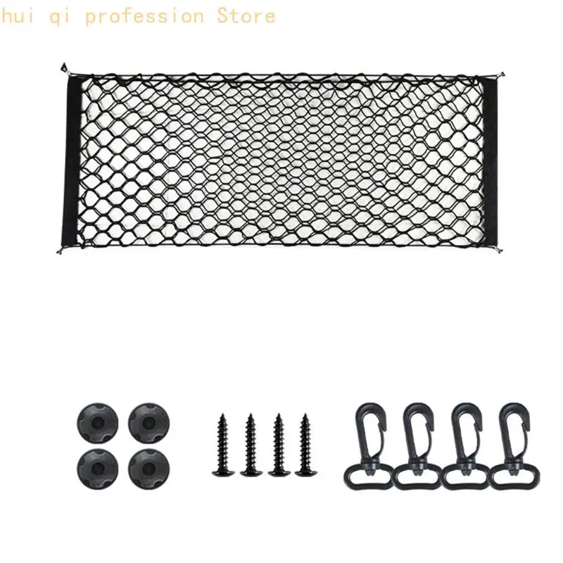 Trunk Cargo Net Fixed Mount Trunk Storage with Stretch Mesh Pocket for Drivers H8WE Quake 130x45cm CN