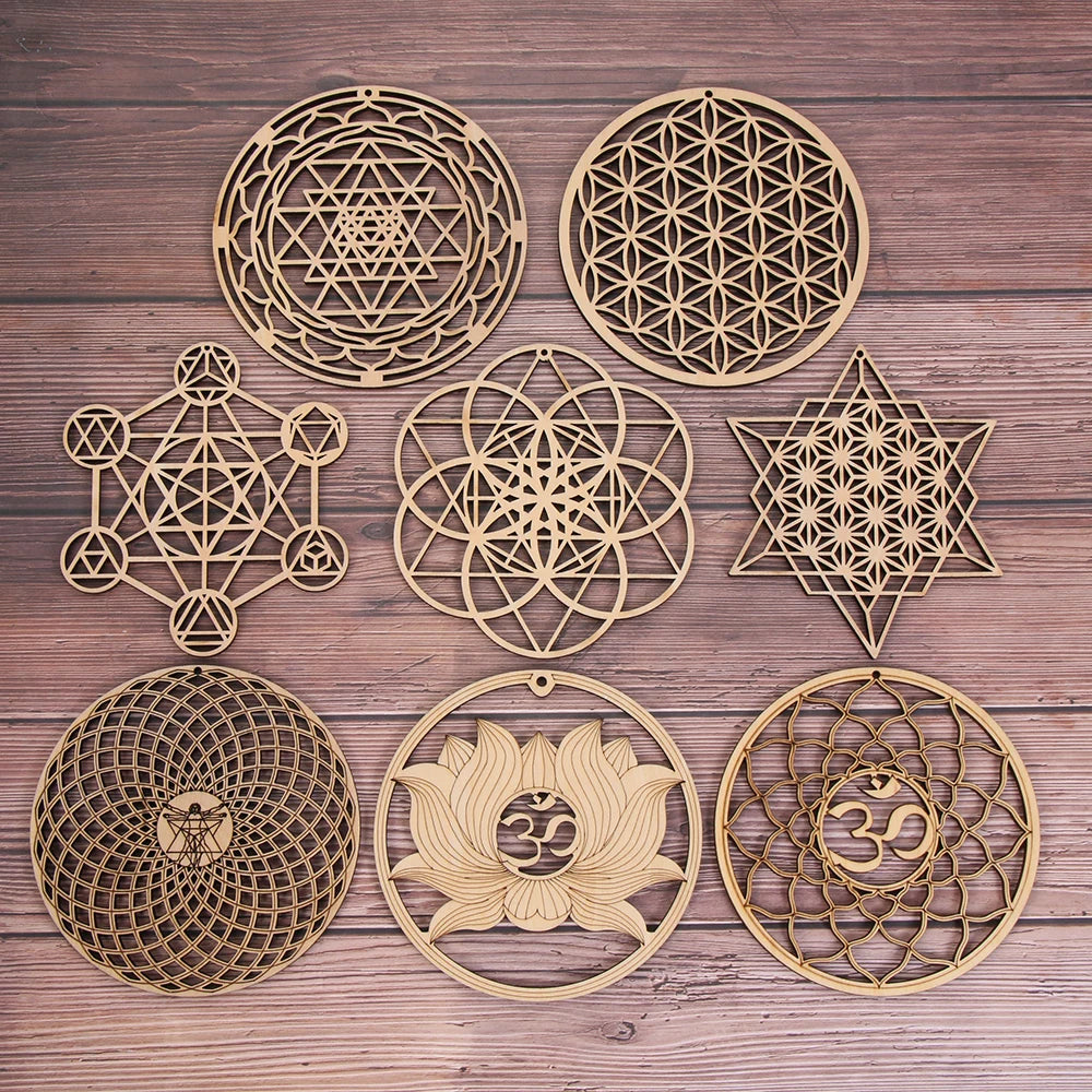 Wooden Wall Sign Flower of Life Shape Laser Cut Wood Wall Art Home Decor Handmade Coasters Craft Making Sacred Geometry Ornament Quake