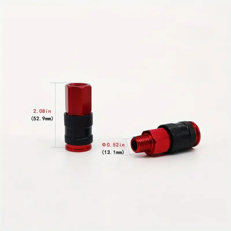 14pcs S-314/Steel MKIT Color Fit Coupler & Plug Kit - (M-Style, Red) - 1/4" NPT, (14pcs) Quake