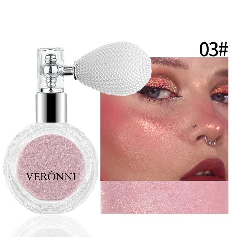 Fashion Highlighter Powder Spray High Gloss Glitter Powder Spray Shimmer Sparkle Powder Makeup for Face Body Highlight Makeup Quake 03