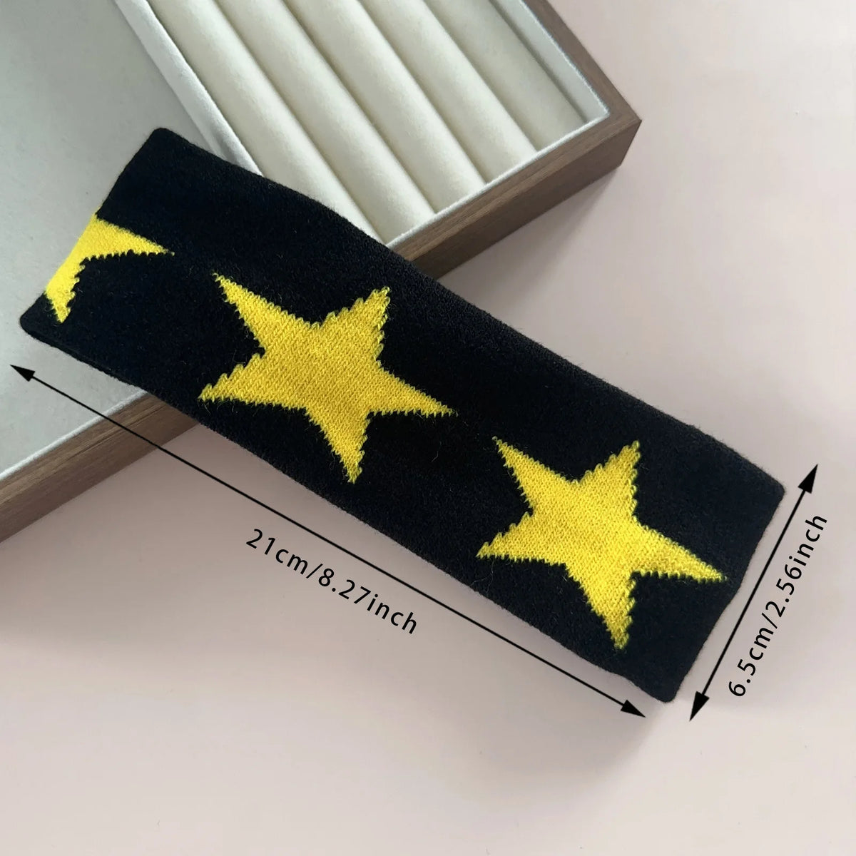 Street Style Personalized Star and Moon Headband Knitted Breathable Butterfly Embroidery Head Scarf for Running Yoga and Sports Quake star yellow