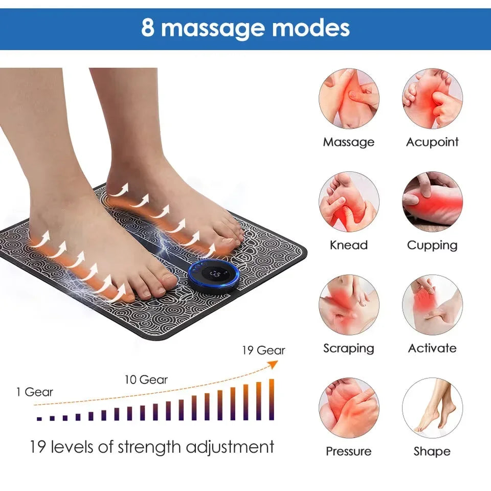 Foot Massager Stimulation Pad Electric Foot Massage With Remote 8 Mode 19 Levels of Strength Lightweight Relieve Foot Pressure Quake