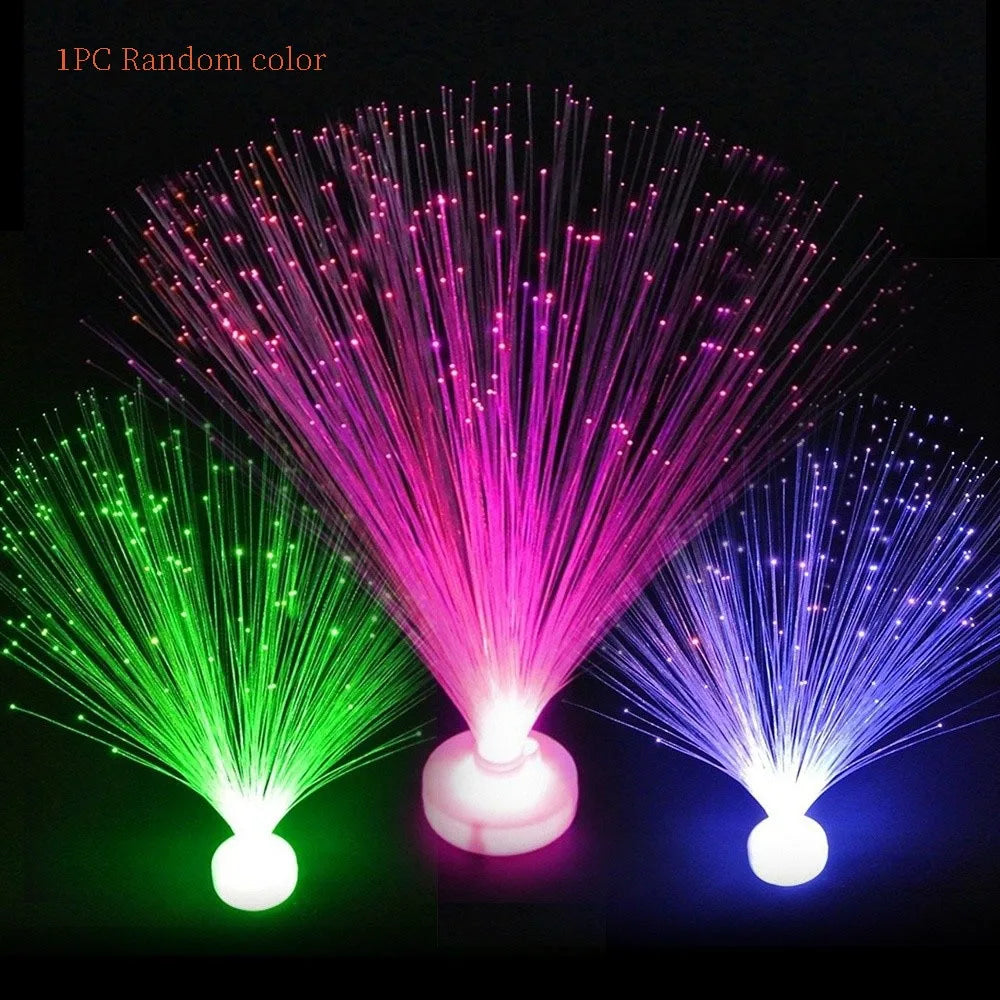 Novelty Multicolor LED Fiber Optic Light Starry Sky Color-Changing Candle Lamp Holiday Decoration Home Decor Quake Random color