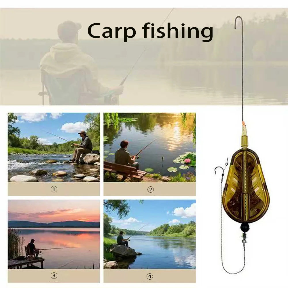 Carp Fishing Inline Method Feeder Rig Set - Pre-Assembled Heavy-Duty Weighted (30g-80g) with Inline Feeders for Freshwater/Saltw Quake