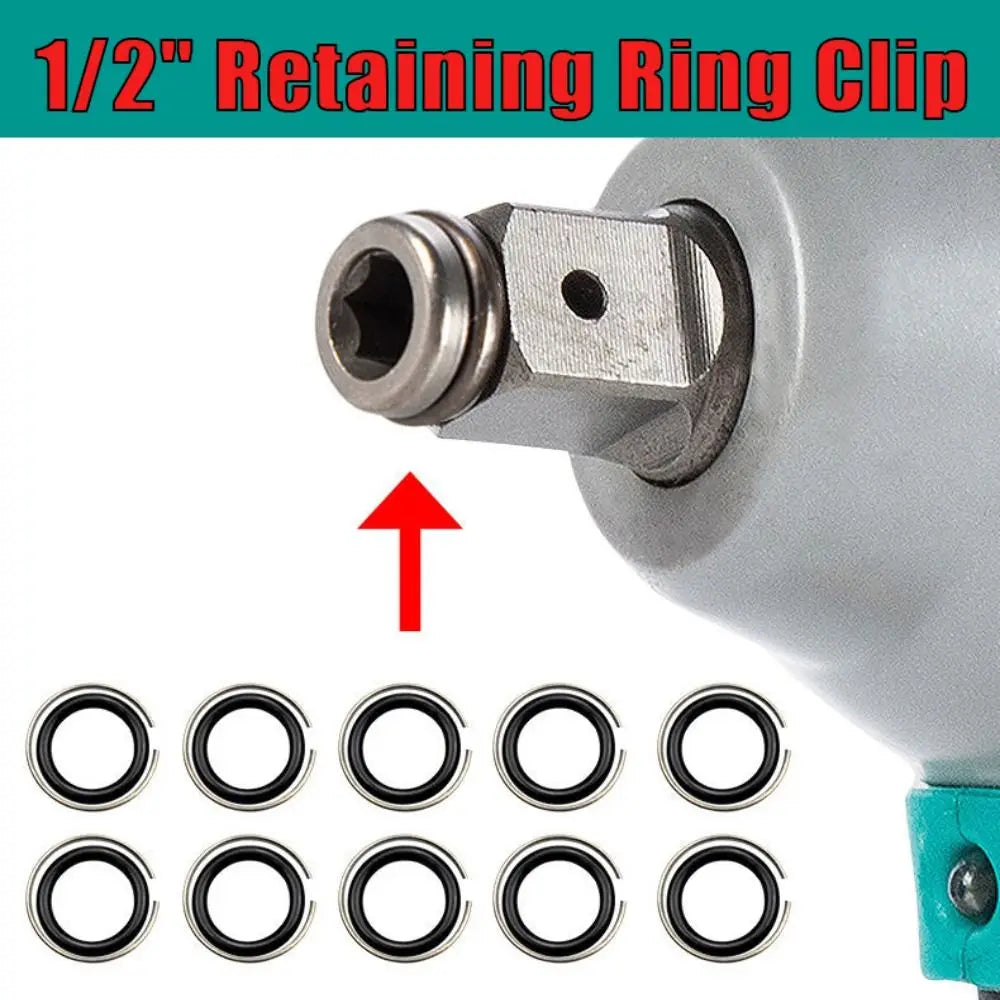 1/2" Retaining Ring Clip with O-Ring for Impact Wrench Socket Retainer Rings Socket Retaining Drive Friction Rings Part Quake