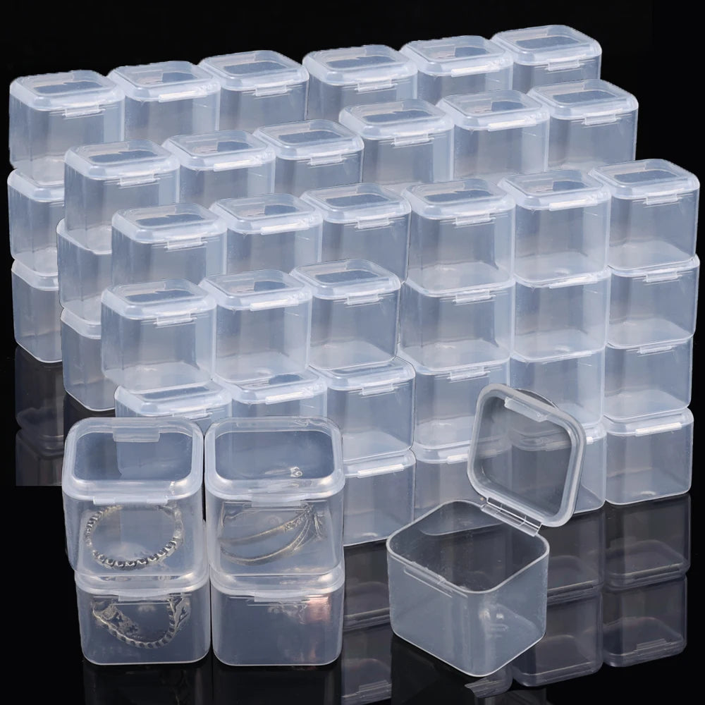 30/1Pcs Transparent Mini Storage Box Portable Square Jewelry Container for Earrings Rings Bead Dustproof Waterproof Storage Box Quake