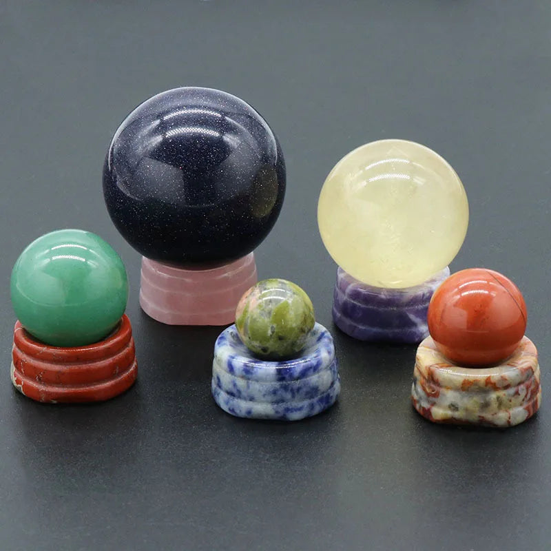 3Pcs/Set Natural Stone Round Ball Base Natural Stone Tiger Eye Quartz Bracket Odd Stone Base Decorations Jewelry Accessories Quake
