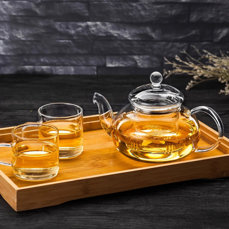 400/600/1000ml Clear Glass Teapot With Infuser Tea Pot Stovetop Safe Loose Leaf And Blooming Tea Maker Heat-resistant Quake
