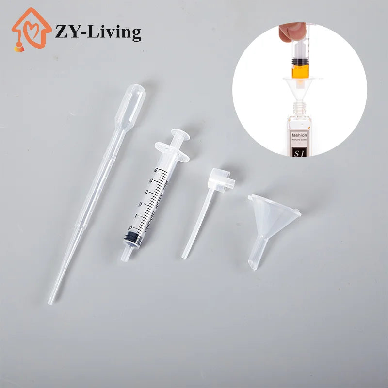 4Pcs/Set Perfume Refill Tools Set Plastic Diffuser Syringe Straw Dropper Funnel Spray Dispensing Required Cosmetic Tools Quake