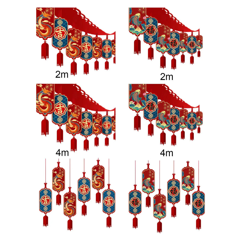 Chinese Dragon Year Garland Lunar New Year Ornament Pendant Tassel Decorative Room Ceiling Garland for Indoor Outdoor Sturdy Quake