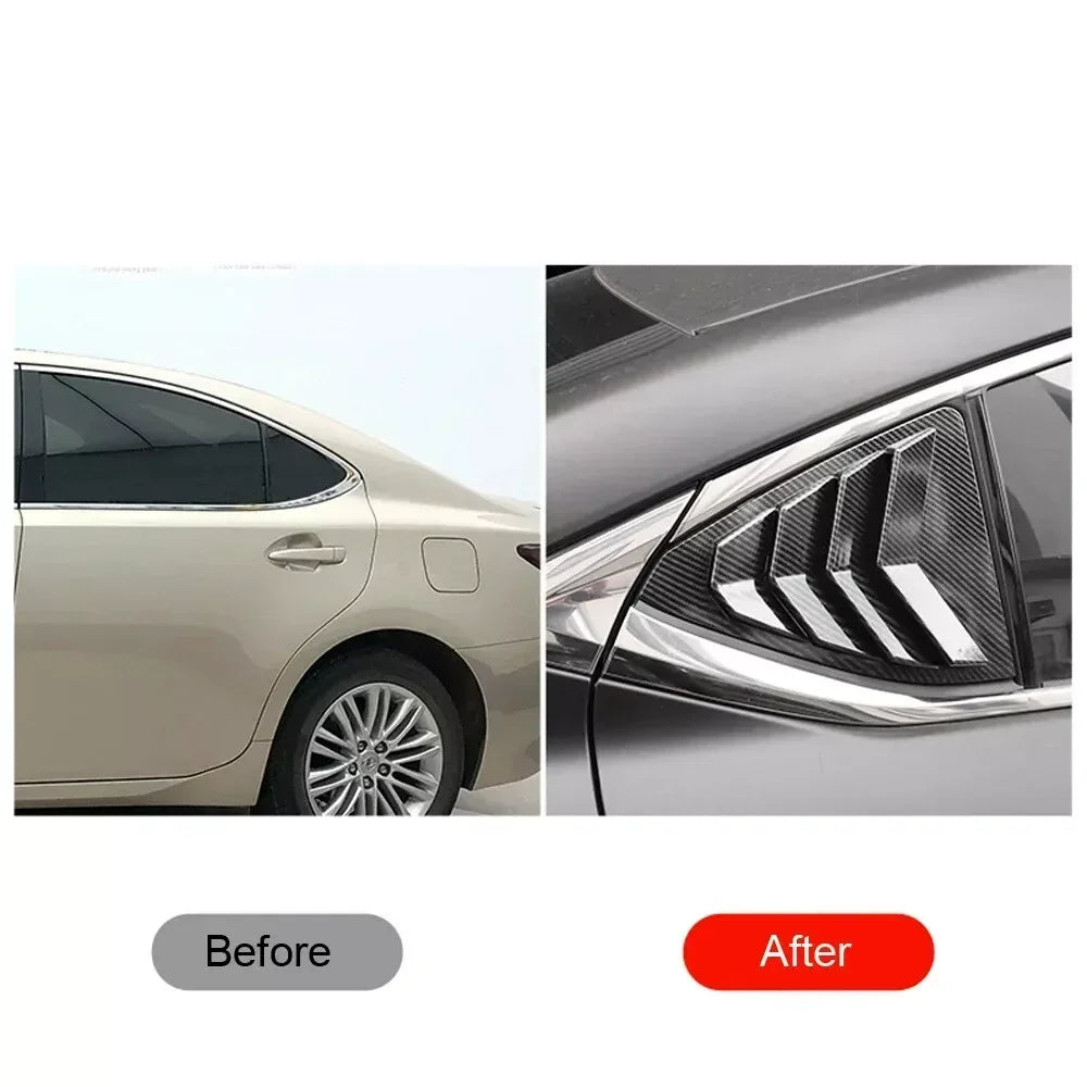 For Lexus ES250 ES350 ES300h 2019-2023 Car Rear Louver Window Side Shutter Cover Trim Sticker Vent Scoop ABS Carbon Fiber Auto Quake
