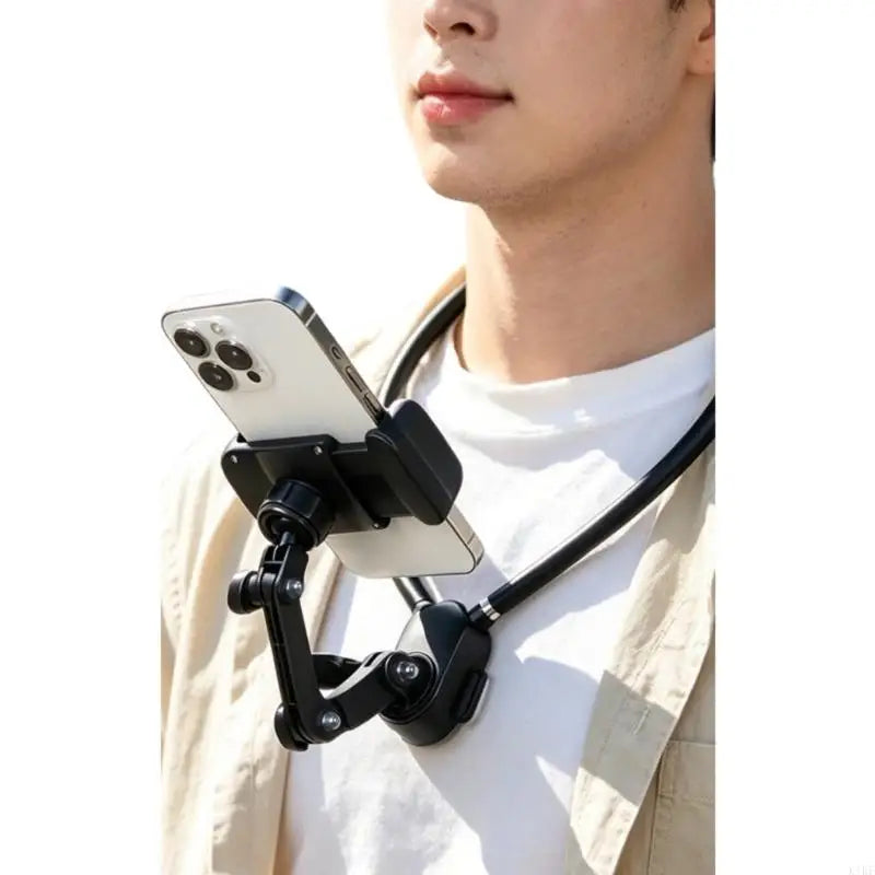 Neck Mount with Adjustable 3Jointed Phone Holder Gooseneck CellPhone Stand for Hands-Frees Recording First-Person K1KF Quake Clip model CN