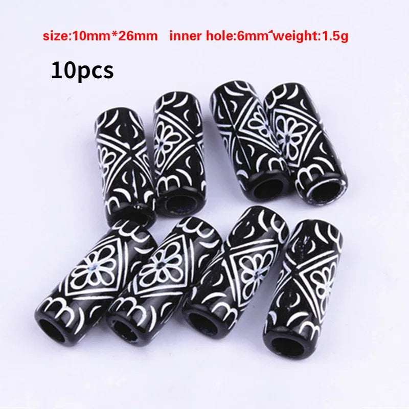 10pcs Hair Beads Rings Beads Braiding Hair Clips for Women Girls Cuffs Tubes Charms Dreadlock Hair Styling Tools Accessories Quake 10pcs black 1