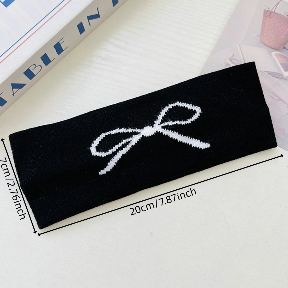 Street Style Personalized Star and Moon Headband Knitted Breathable Butterfly Embroidery Head Scarf for Running Yoga and Sports Quake bow black
