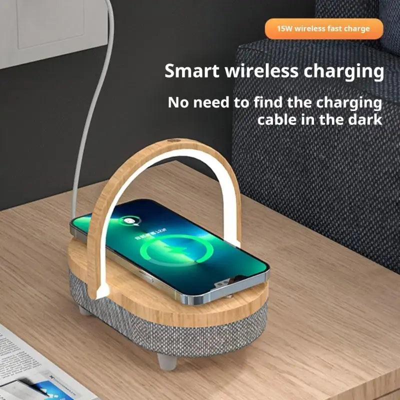Energy Saving Foldable Adjustable LED Night Light With 15W Fast Wireless Charging For Bedside Desk Office Tablet Use K1KF Quake