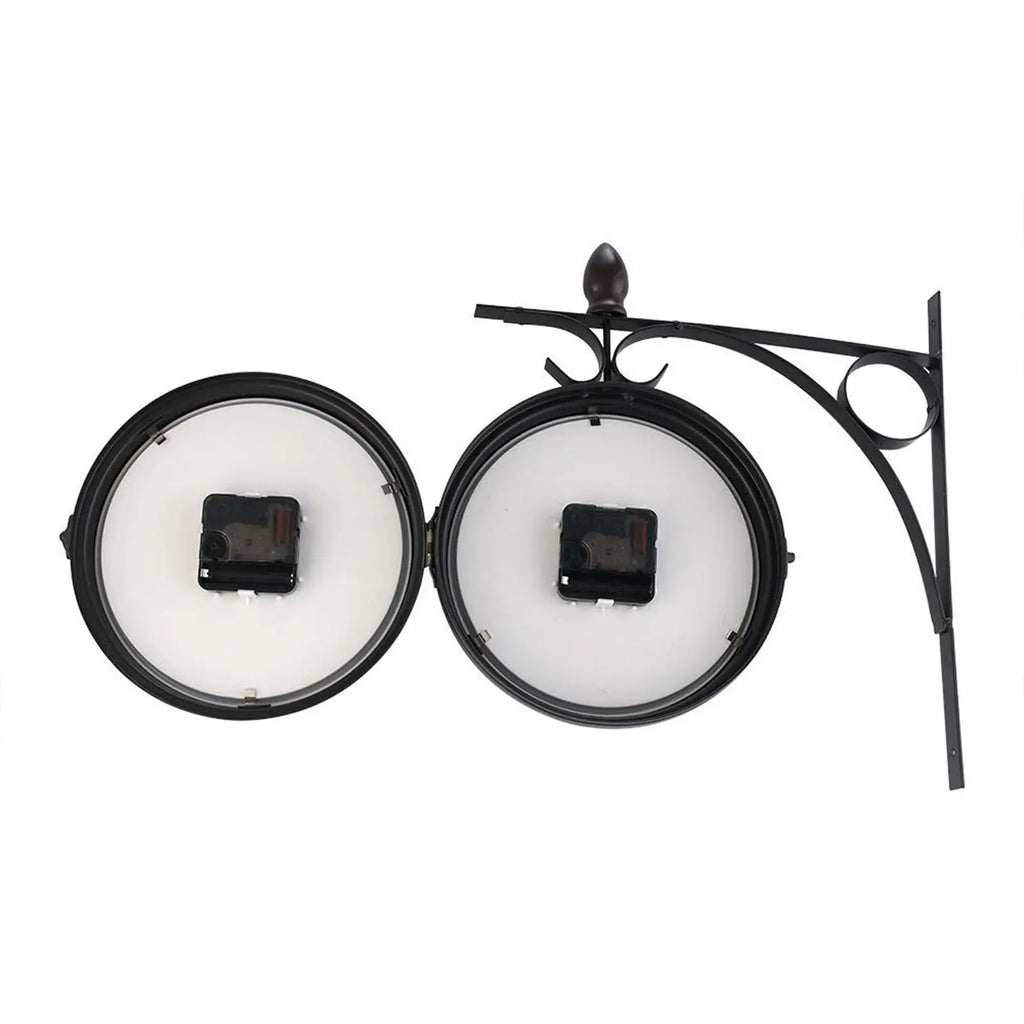 Retro Double Sided Wall Clock Cast Iron Station Wall Clock Art Hanging Decorative Wall Clock Quake