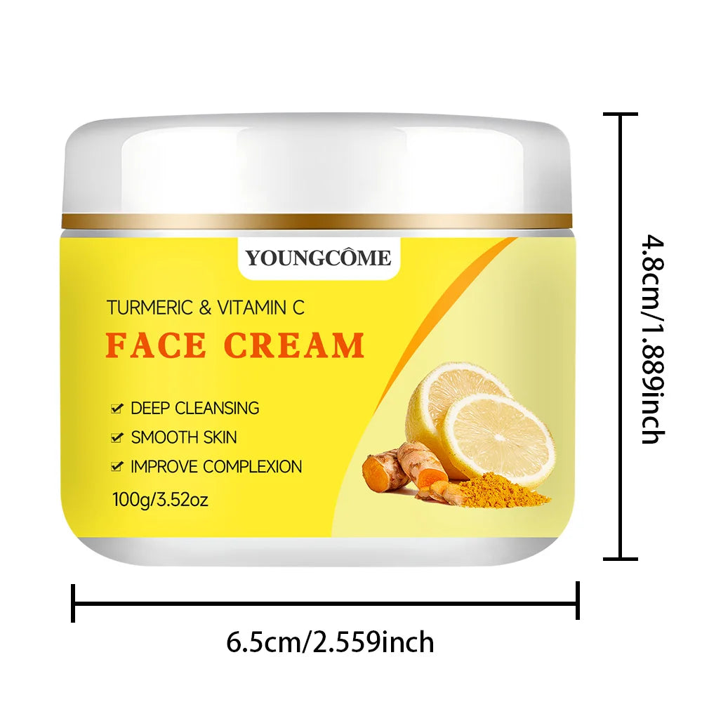 YOUNGCOME Turmeric+Vitamin C Moisturizing&Firming face cream，Skin feels，Skin looks visiblyyounger，Repairs dry skin Quake 100G