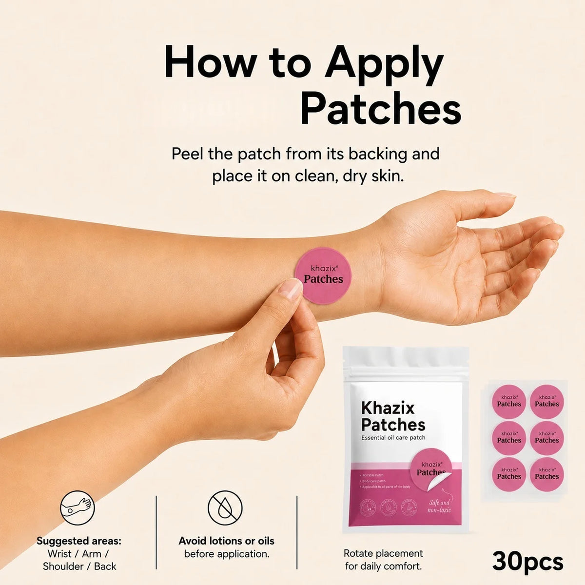 30Pcs Energy Patches Natural Ingredients Vegan Friendly Daily Energy Boost Patch Portable Body Stickers for Work Travel Sports Quake