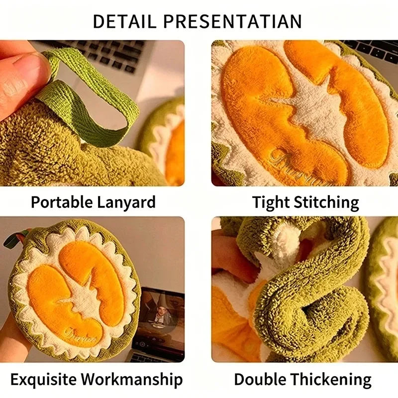 Kitchen Absorbent Hanging Hand Towel Cute Cartoon Fruit Coral Velvet Towel for Kitchen Bathroom Daily Household Gift Quake