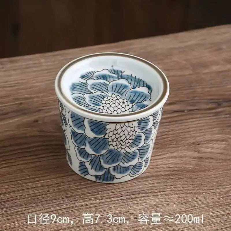 Vintage Ceramic Steamed Egg Cup With Lid Breakfast Steamed Egg Soup Water Separation Stew Cup Dessert Snack Bowl Quake 4