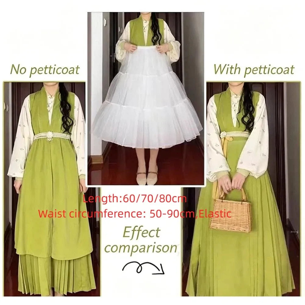 Fashion Lolita Petticoat White Cosplay Ball Gown Petticoats Breathable Without Hoop Crinoline Skirt Party Dress Quake