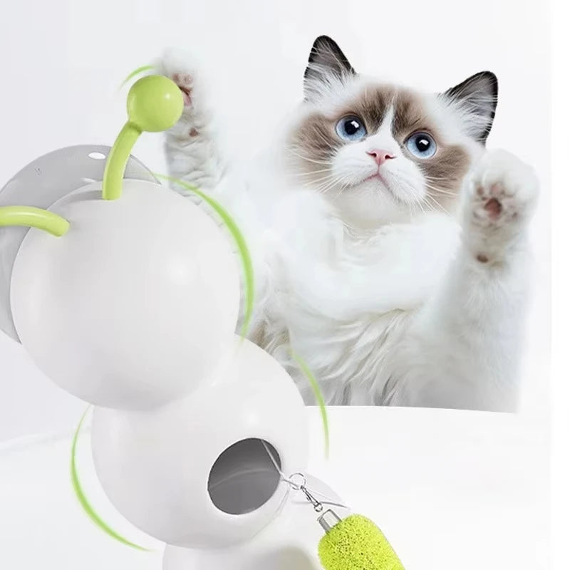 Caterpillar Interactive Cat Toy Motion Activated Wack A Worm Post Toy Rechargeable Automatic Teasing Cat Toy with Tail for Cats Quake